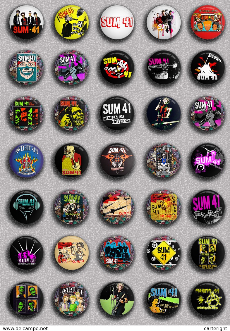 35 X Rock Sum 41 Music Fan ART BADGE BUTTON PIN SET (1inch/25mm Diameter) - Music