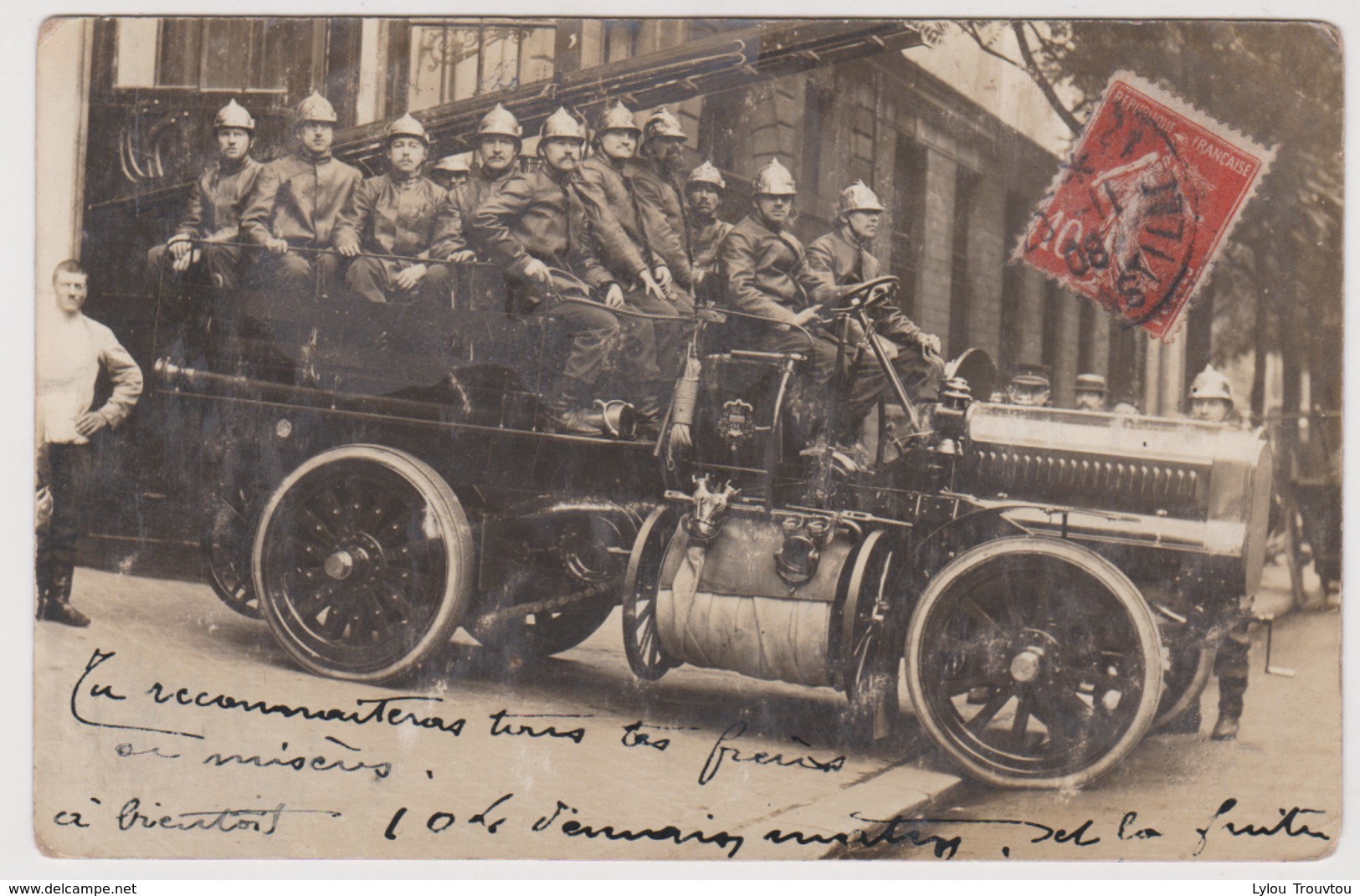 PARIS - Carte Photo Camion Sapeurs Pompiers / Sapeur Pompier / Automobile / Pompe - Firemen