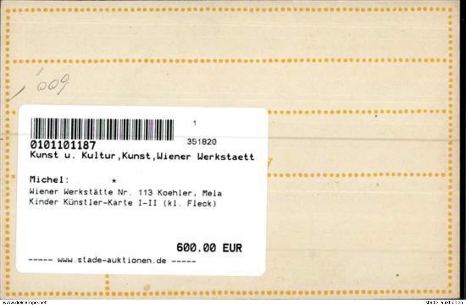 Wiener Werkstätte Nr. 113 Koehler, Mela Kinder Künstler-Karte I-II (kl. Fleck) - Kokoschka