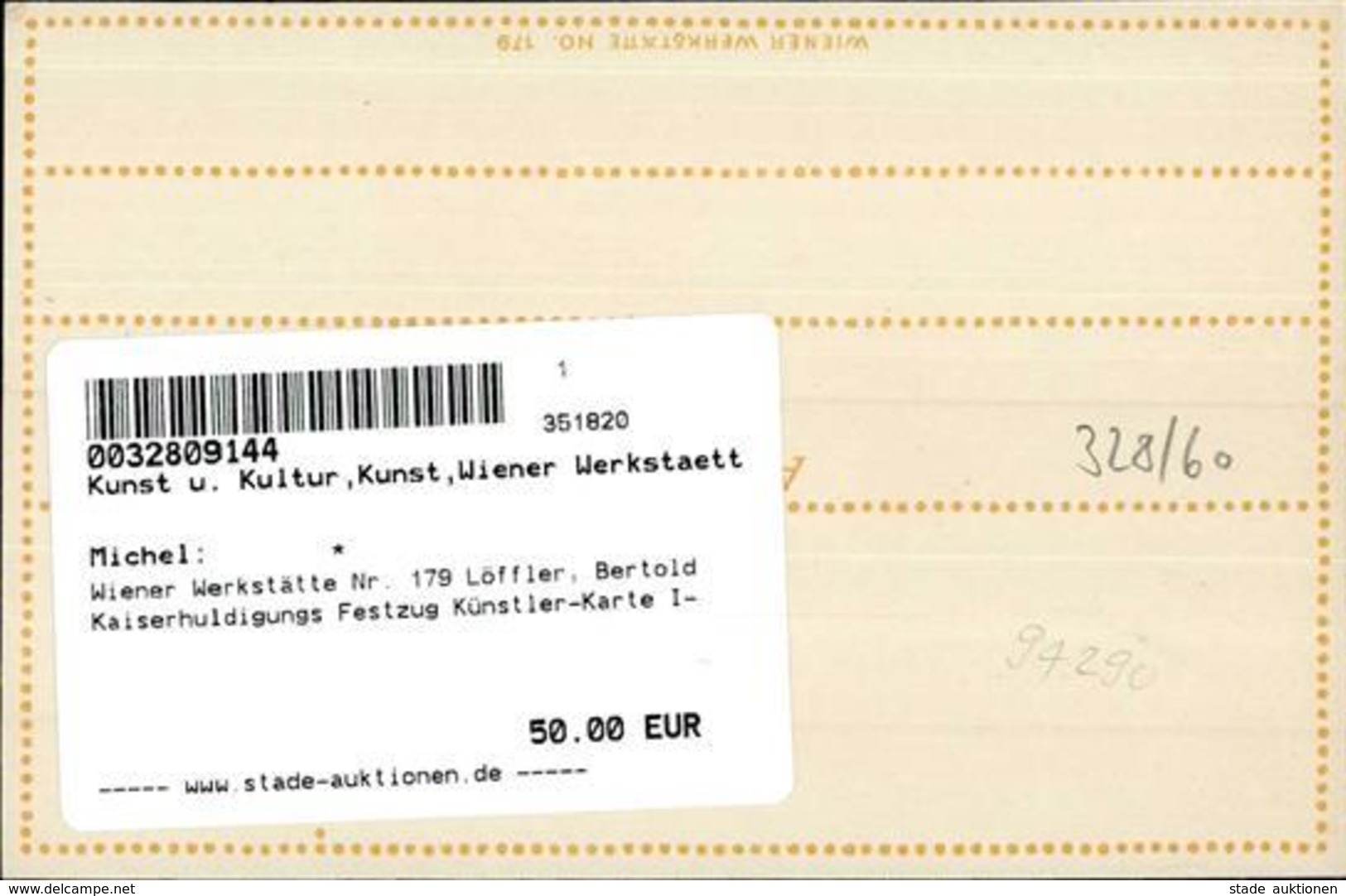 Wiener Werkstätte Nr. 179 Löffler, Bertold Kaiserhuldigungs Festzug Künstler-Karte I- - Kokoschka