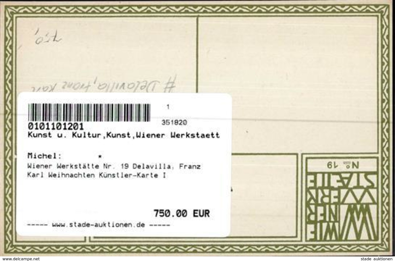 Wiener Werkstätte Nr. 19 Delavilla, Franz Karl Weihnachten Künstler-Karte I Noel - Kokoschka