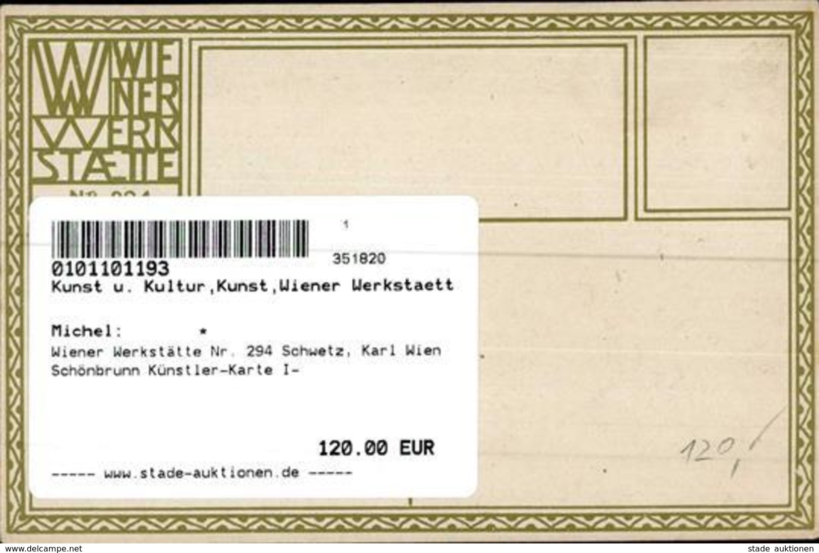 Wiener Werkstätte Nr. 294 Schwetz, Karl Wien Schönbrunn Künstler-Karte I- - Kokoschka