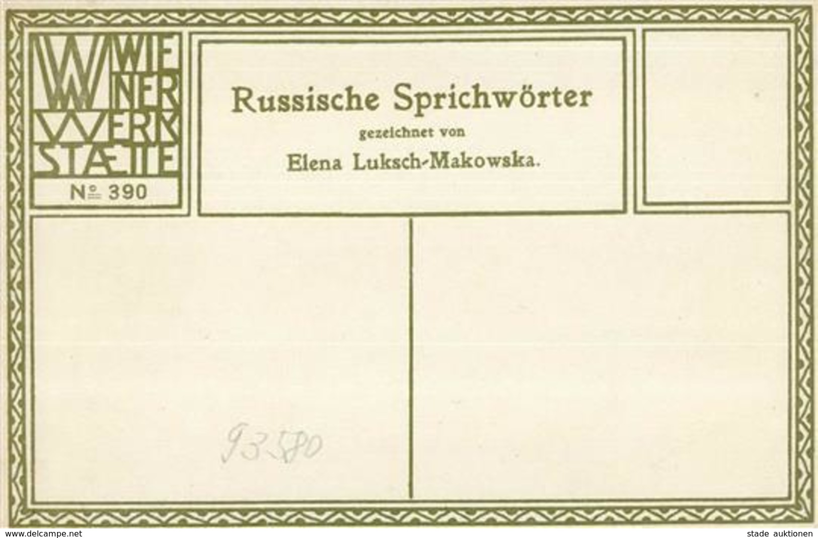 Wiener Werkstätte Nr. 390 Luksch-Makowska, Elena Obstkorb Künstler-Karte I- (Textzudruck) - Kokoschka