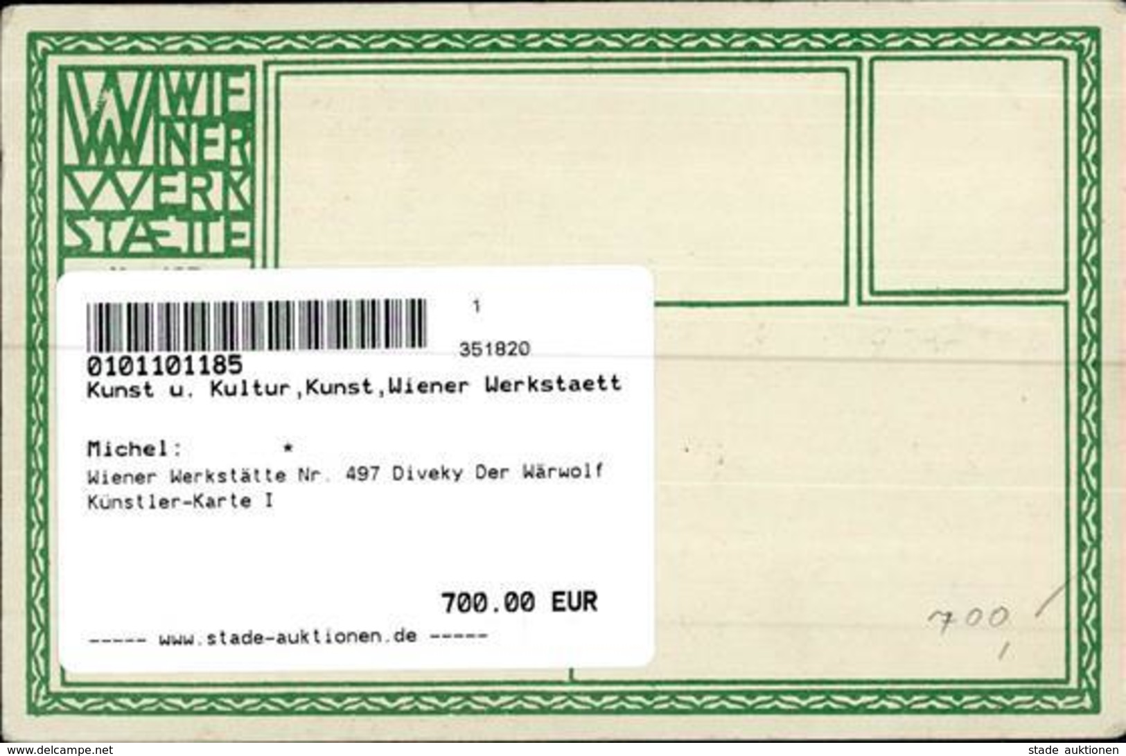 Wiener Werkstätte Nr. 497 Diveky Der Wärwolf Künstler-Karte I - Kokoschka
