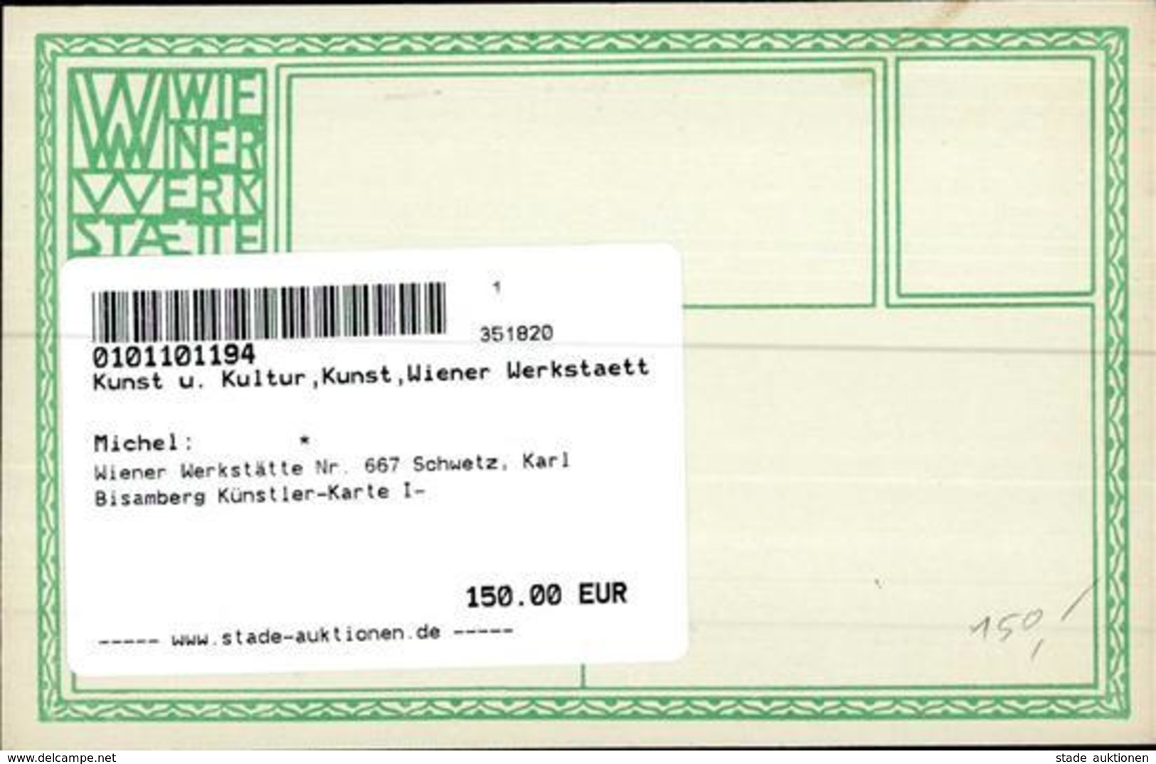 Wiener Werkstätte Nr. 667 Schwetz, Karl Bisamberg Künstler-Karte I- - Kokoschka