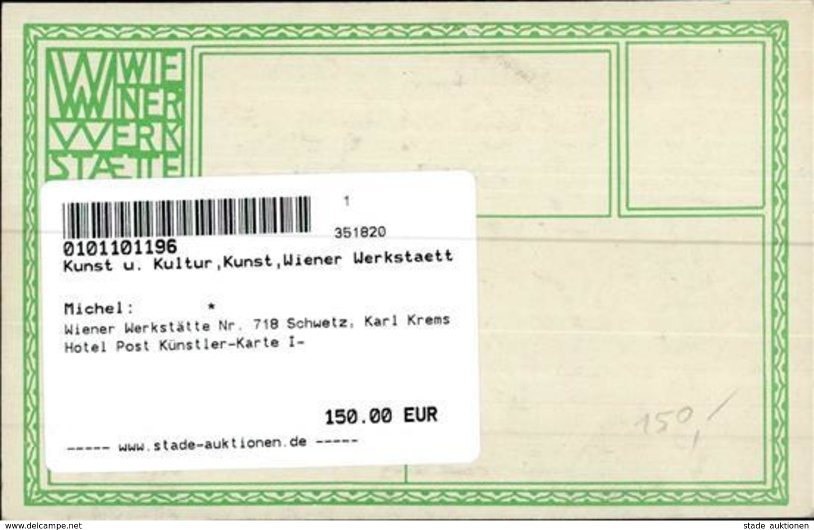 Wiener Werkstätte Nr. 718 Schwetz, Karl Krems Hotel Post Künstler-Karte I- - Kokoschka