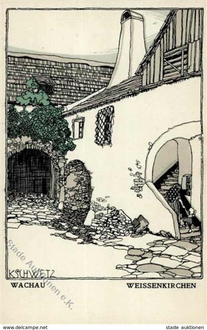 Wiener Werkstätte Nr. 718 Schwetz, Karl Wachau Weissenkirchen Künstler-Karte I- - Kokoschka