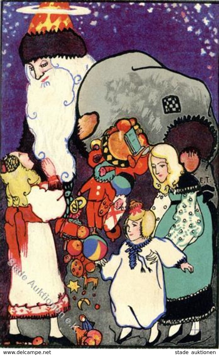 Wiener Werkstätte Nr. 900 Künstler Unbekannt Sign. E. T. Weihnachtsmann Künstler-Karte I- Pere Noel - Kokoschka