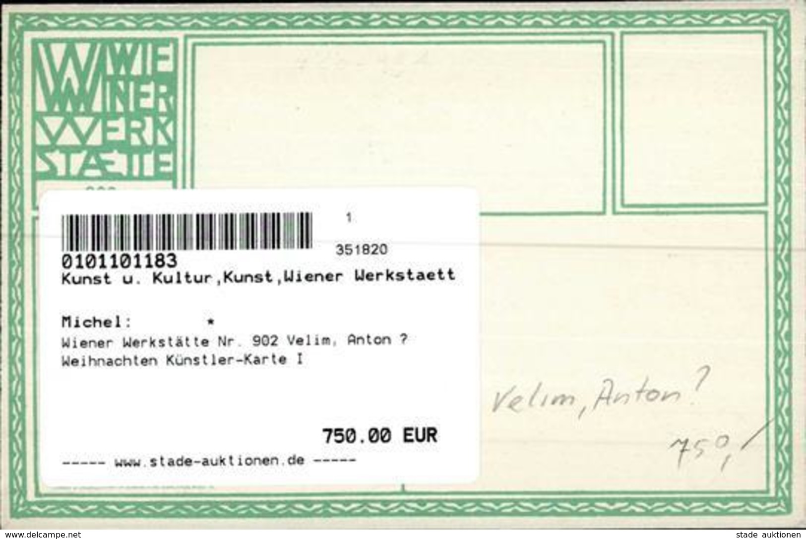 Wiener Werkstätte Nr. 902 Velim, Anton ? Weihnachten Künstler-Karte I Noel - Kokoschka