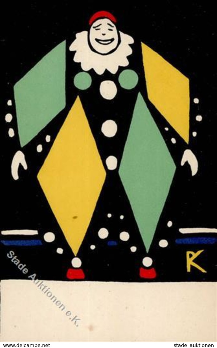 Wiener Werkstätte Nr. 94 Kalvach, Rudolf Clown Künstler-Karte I-II (Ecken Leicht Abgestoßen, Kl. Fleck) - Kokoschka