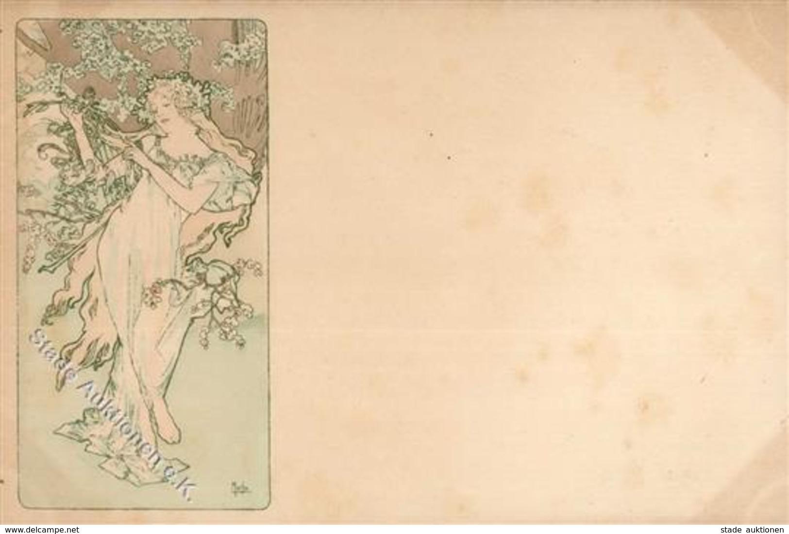 Mucha, Alfons Frau Jugendstil Künstler-Karte I-II (fleckig) Art Nouveau - Non Classés