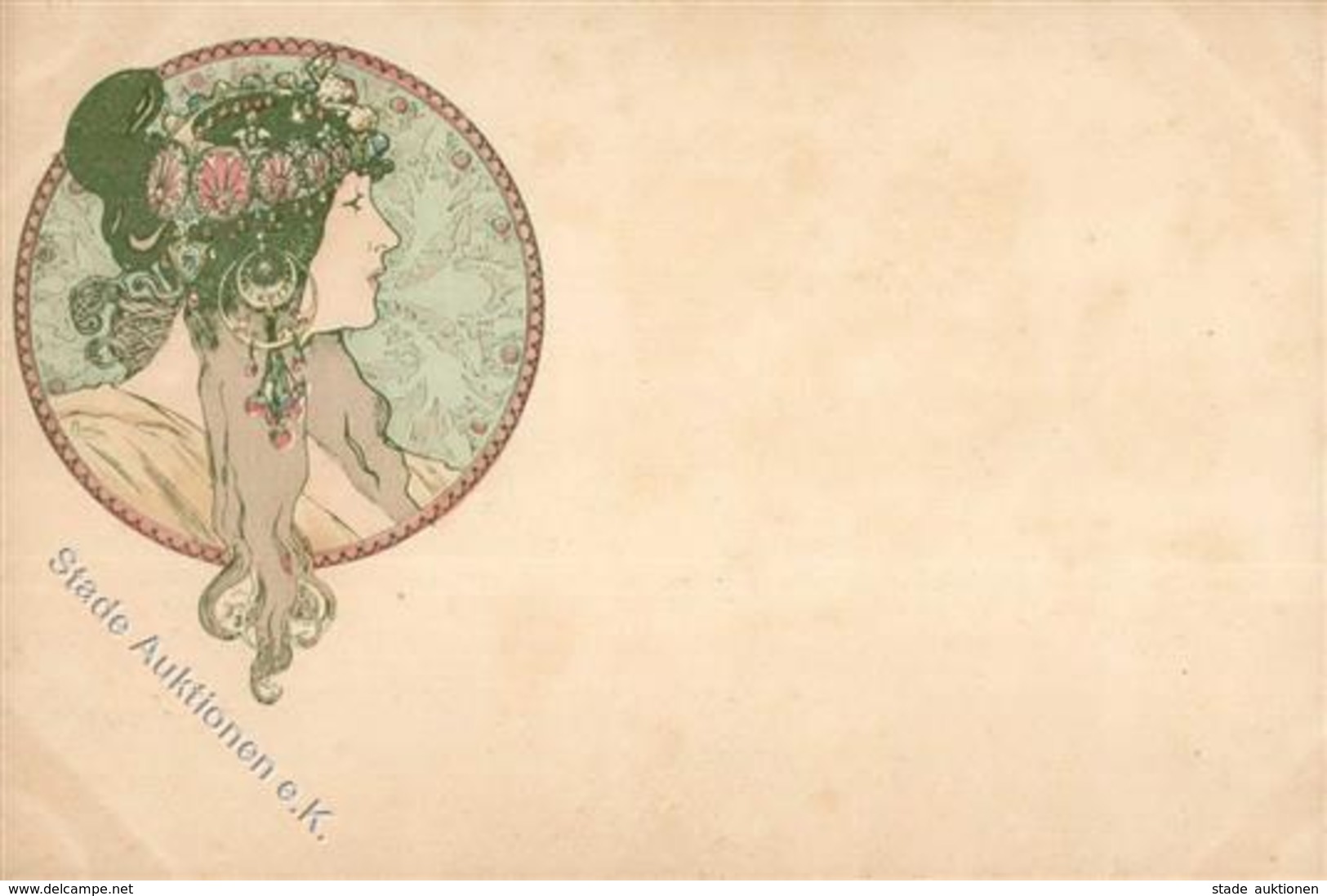 Mucha, Alfons Frau Jugendstil Künstler-Karte I-II (fleckig) Art Nouveau - Unclassified