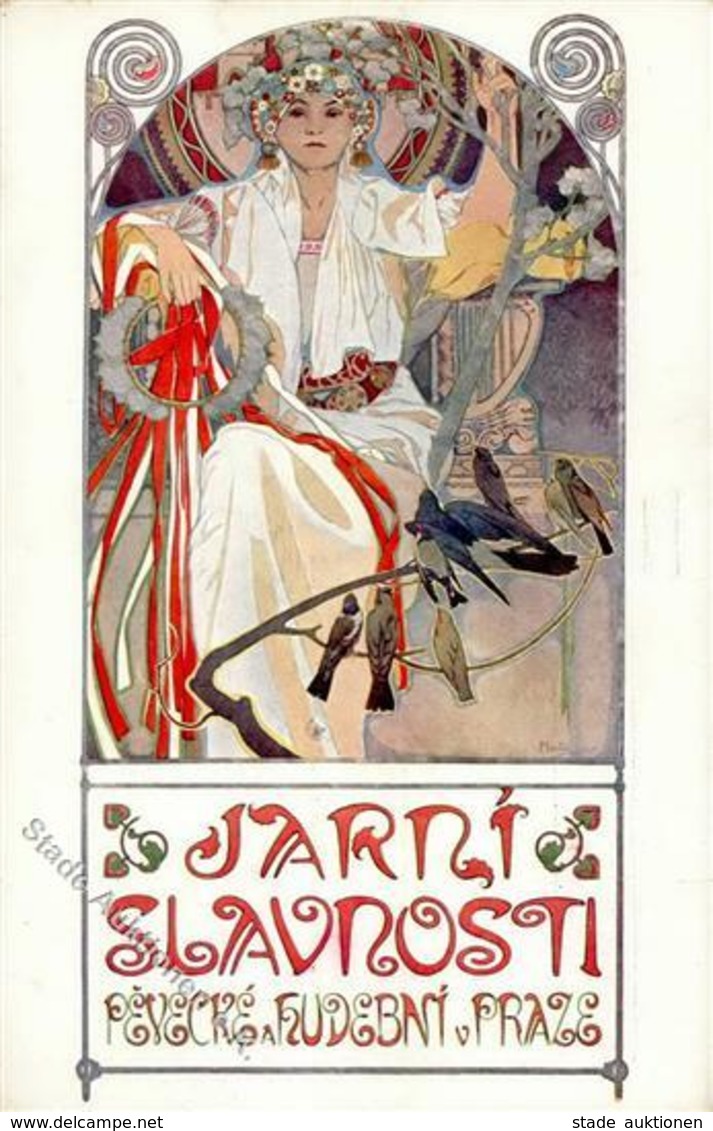 Mucha, Alfons Jarni Slavnosti Künstler-Karte I-II - Zonder Classificatie