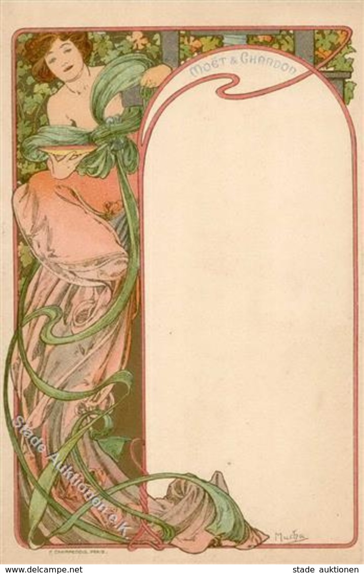 Mucha, Alfons Moet & Chandon Lady In Peach Künstler-Karte I- - Ohne Zuordnung