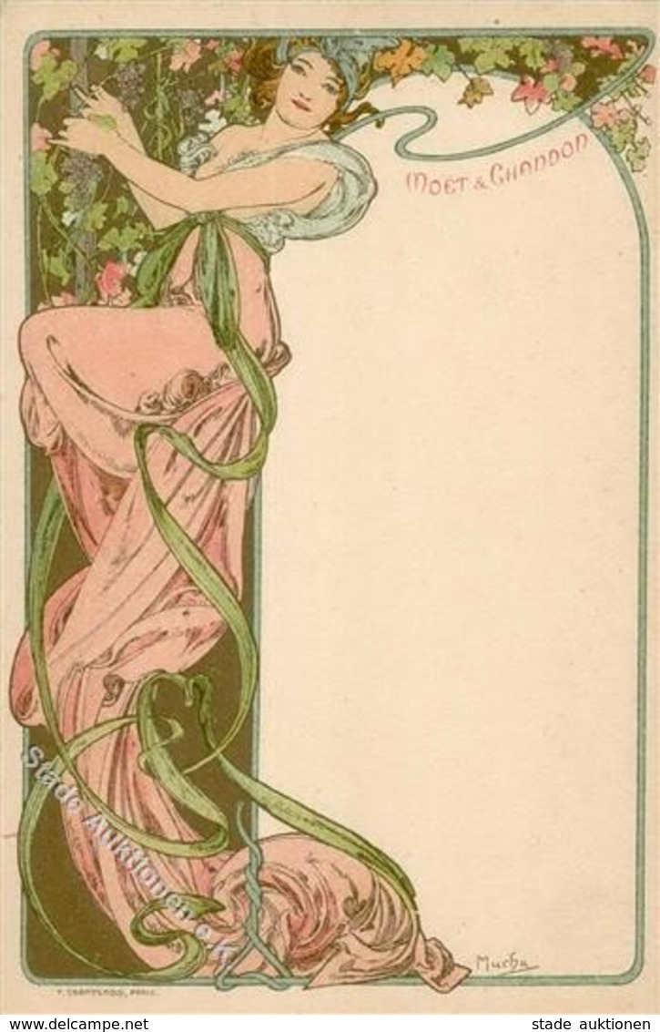 Mucha, Alfons Moet & Chandon Lady In Pink Künstler-Karte I- - Sin Clasificación