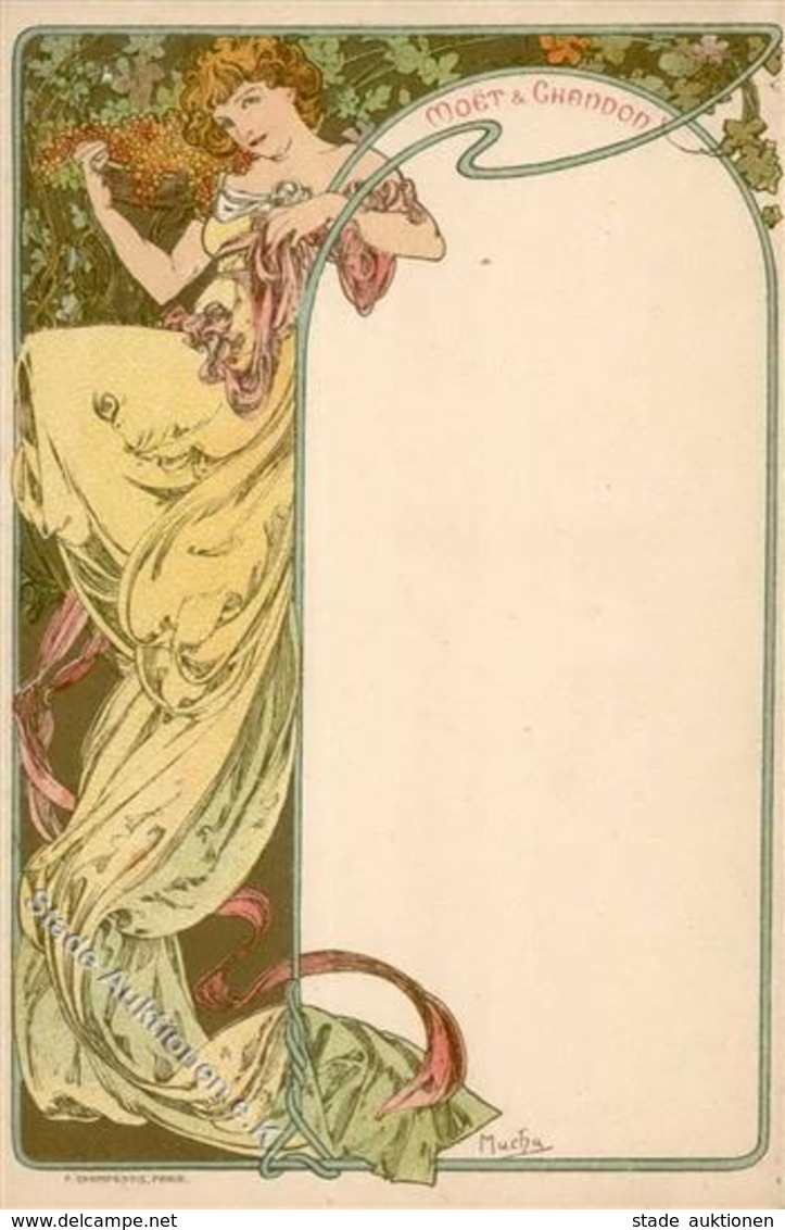 Mucha, Alfons Moet & Chandon Lady In Yellow Künstler-Karte I- - Unclassified