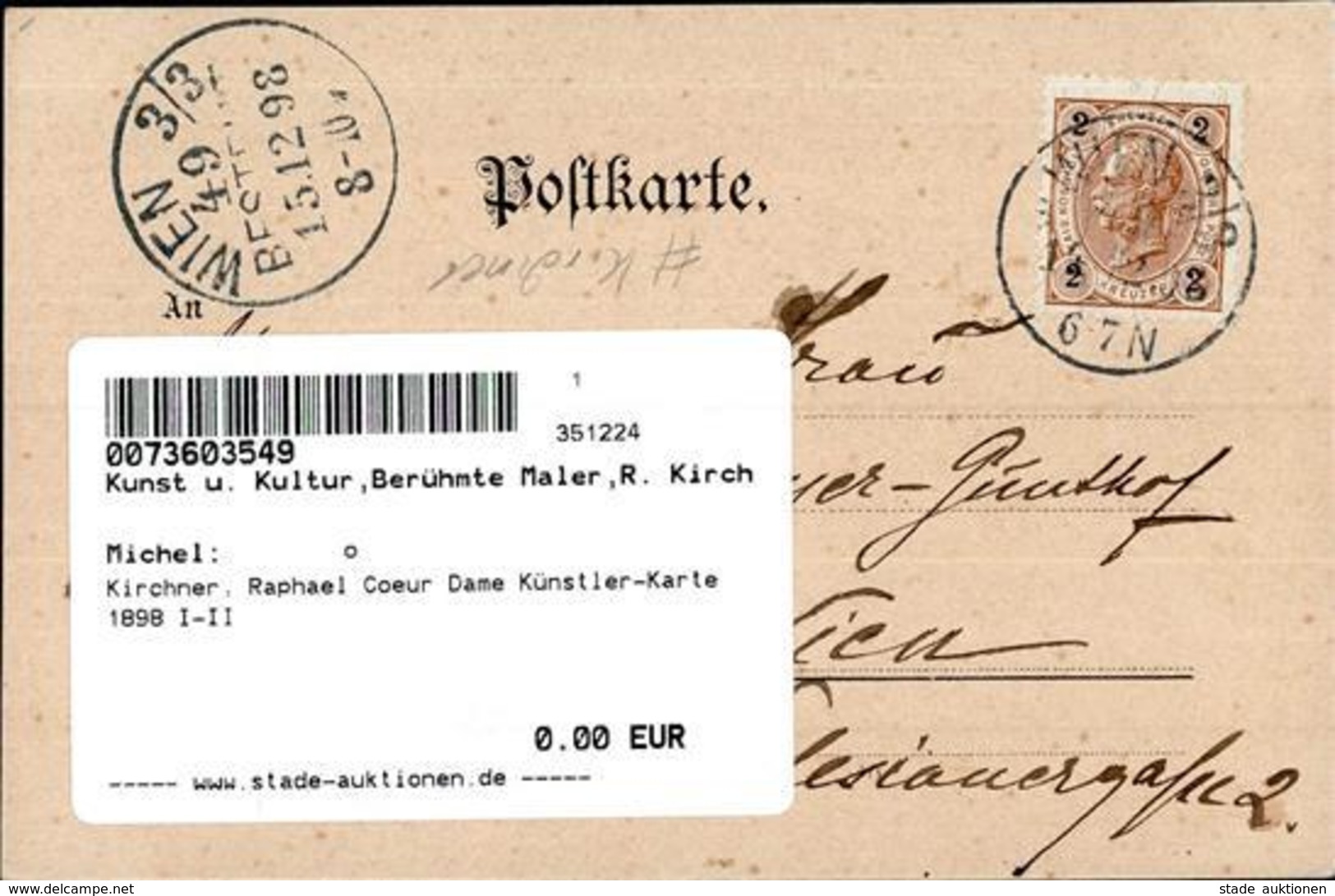 Kirchner, Raphael Coeur Dame Künstler-Karte 1898 I-II - Kirchner, Raphael