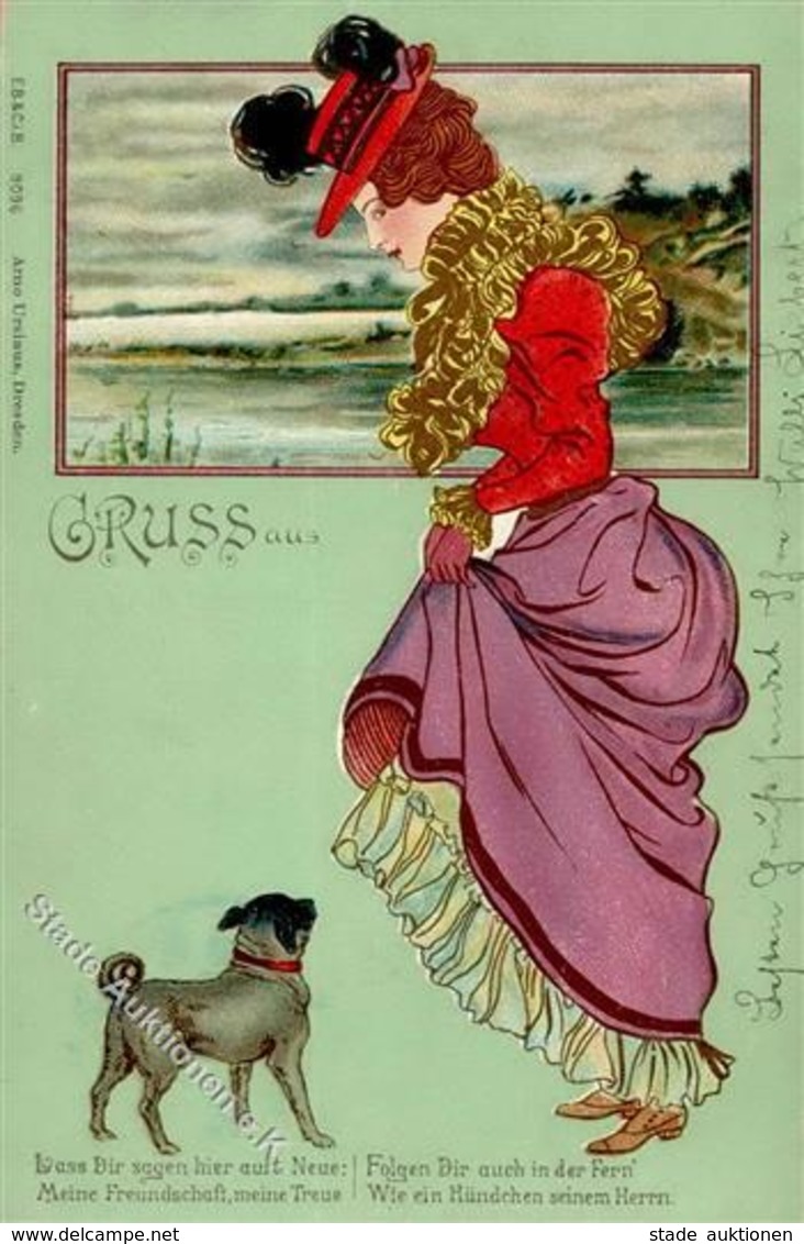 Jugendstil - DAME Mit HUND I-II Art Nouveau - Ohne Zuordnung