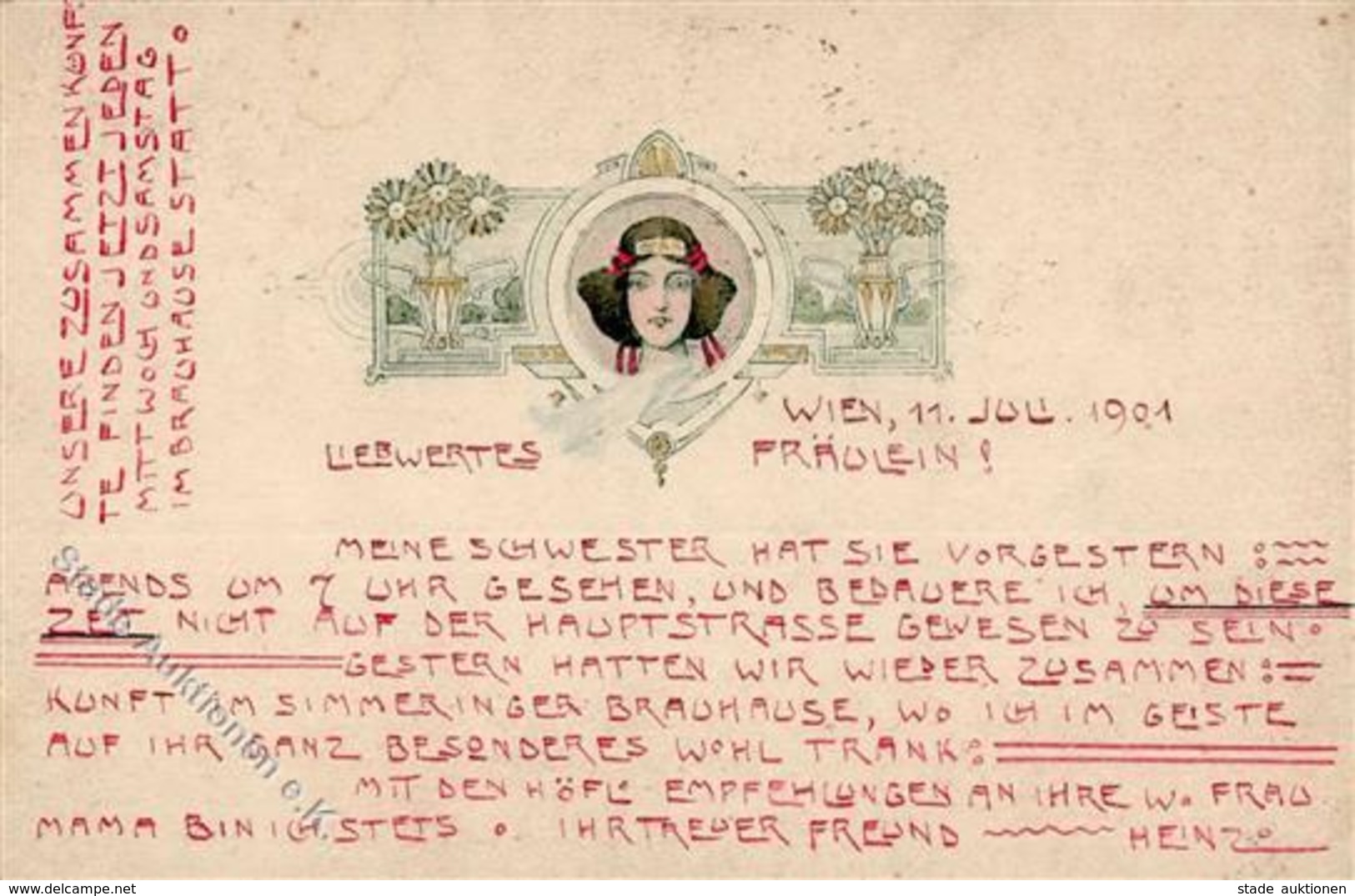Jugendstil Frau  Künstlerkarte 1901 I-II (fleckig) Art Nouveau - Unclassified