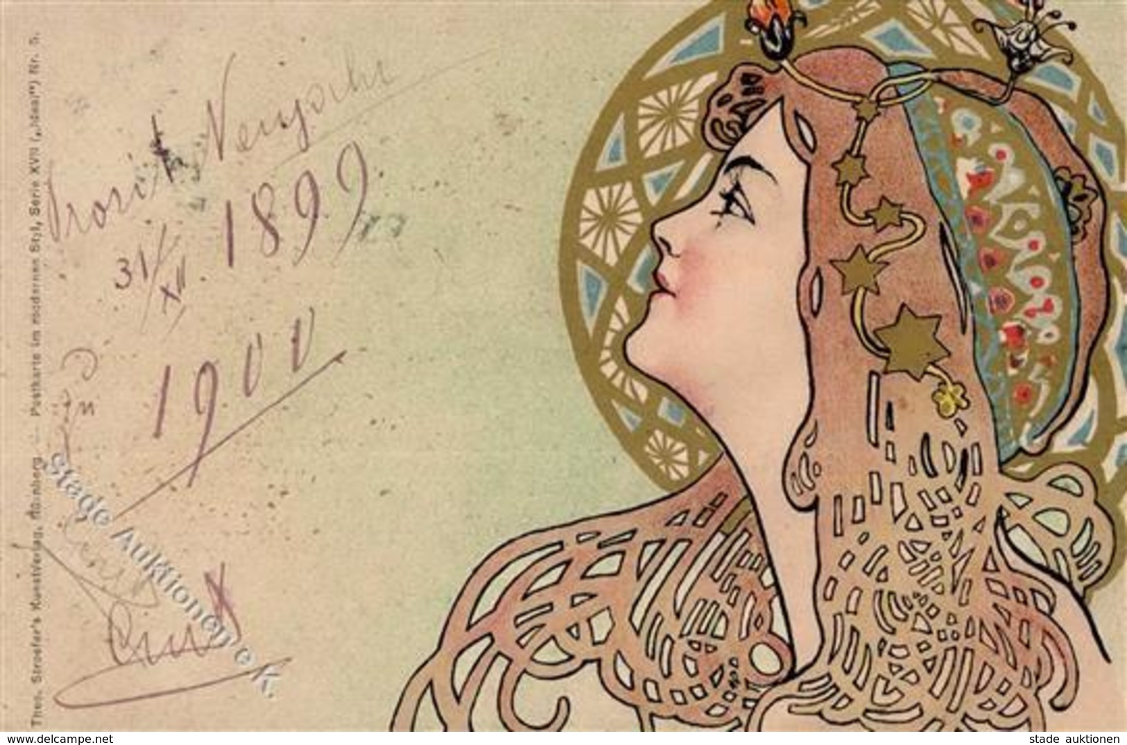 Jugendstil Frau Künstler-Karte 1899 I-II (Abschürfung RS) Art Nouveau - Unclassified