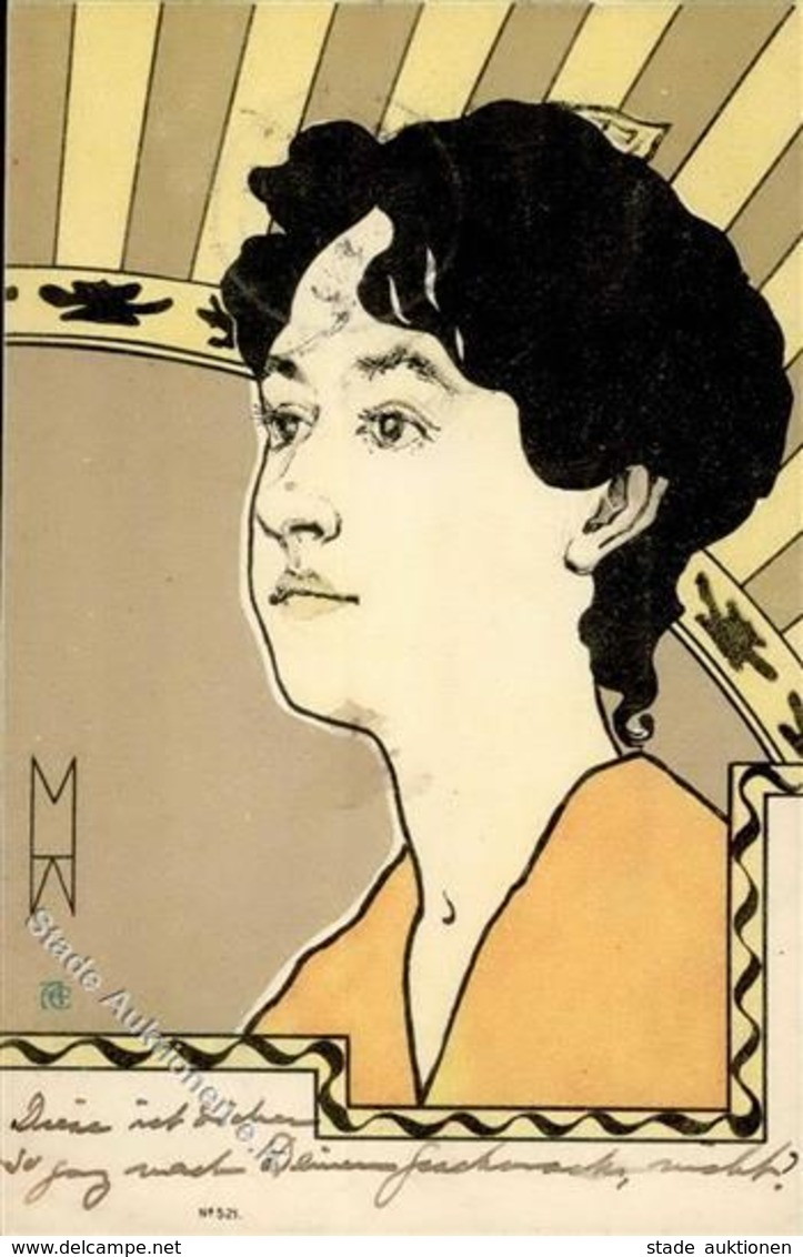 Jugendstil Frau Künstler-Karte 1899 I-II (fleckig) Art Nouveau - Non Classés