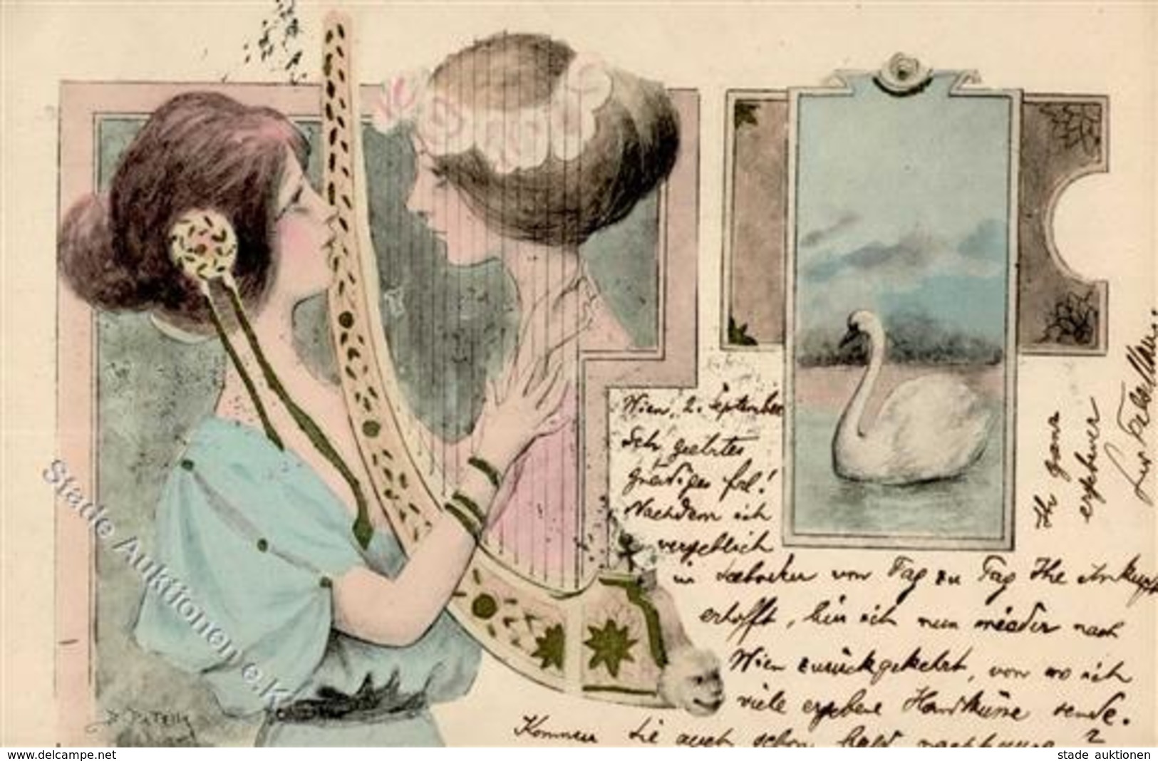 Jugendstil Frauen Sign. Patelly, B. Künstlerkarte 1902 I-II (fleckig) Art Nouveau Femmes - Ohne Zuordnung