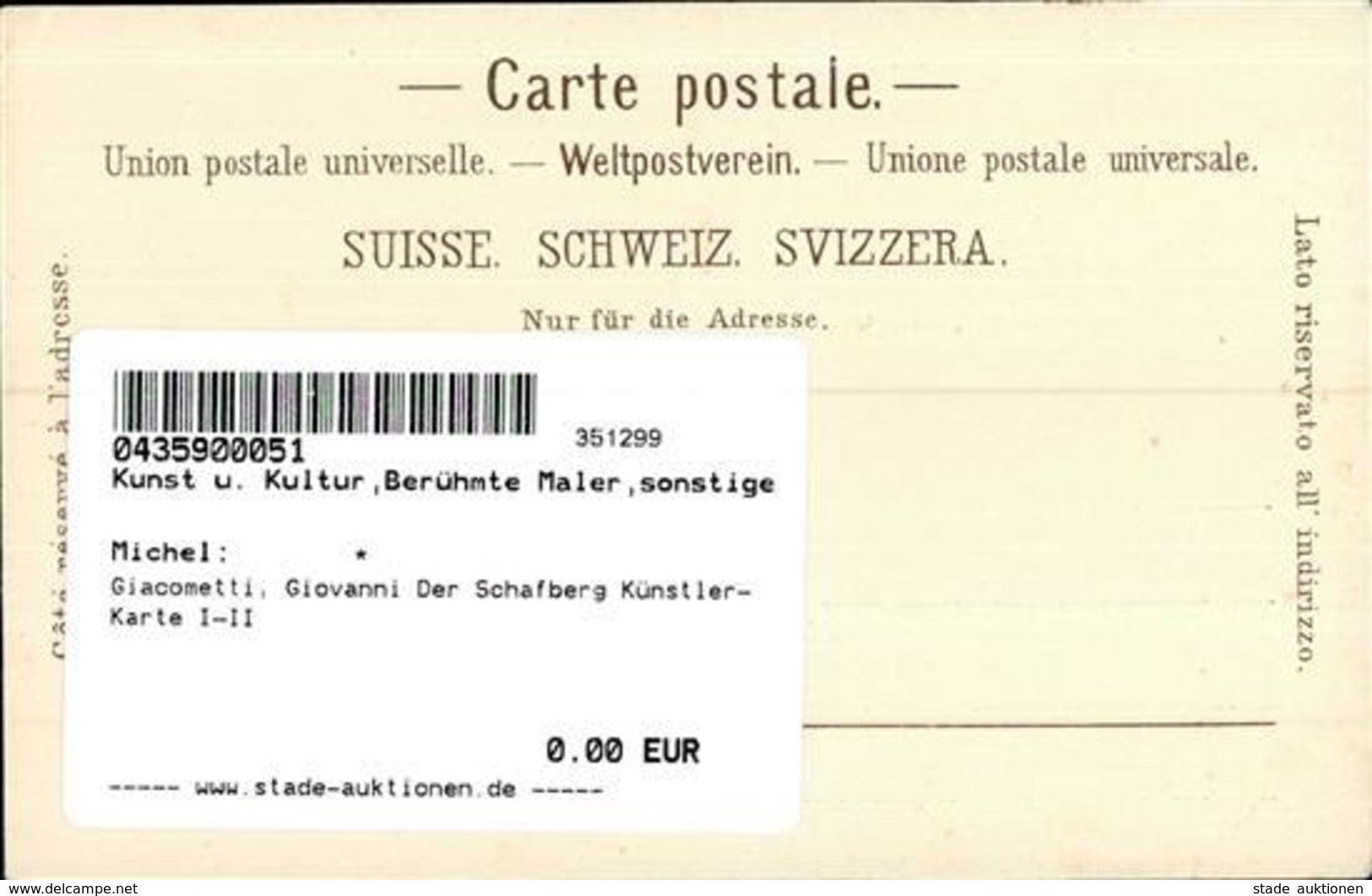 Giacometti, Giovanni Der Schafberg Künstler-Karte I-II - Ohne Zuordnung