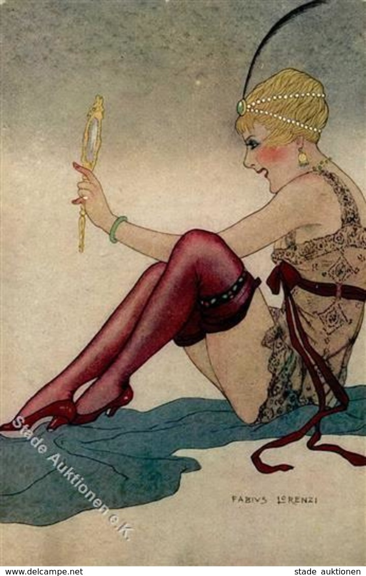 Künstler Lorenzi, Fabius Frau Jugendstil Künstlerkarte I-II Art Nouveau - Ohne Zuordnung