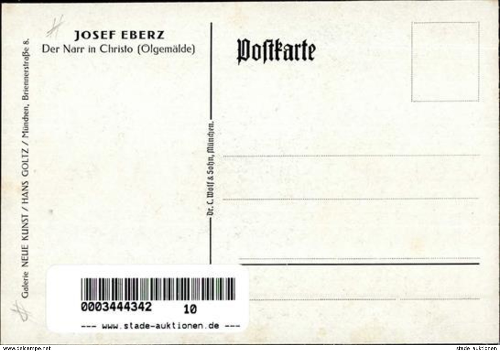 Künstler Eberz, Josef Der Narr In Christo Galerie Neue Kunst Hans Goltz München Künstlerkarte I-II - Ohne Zuordnung