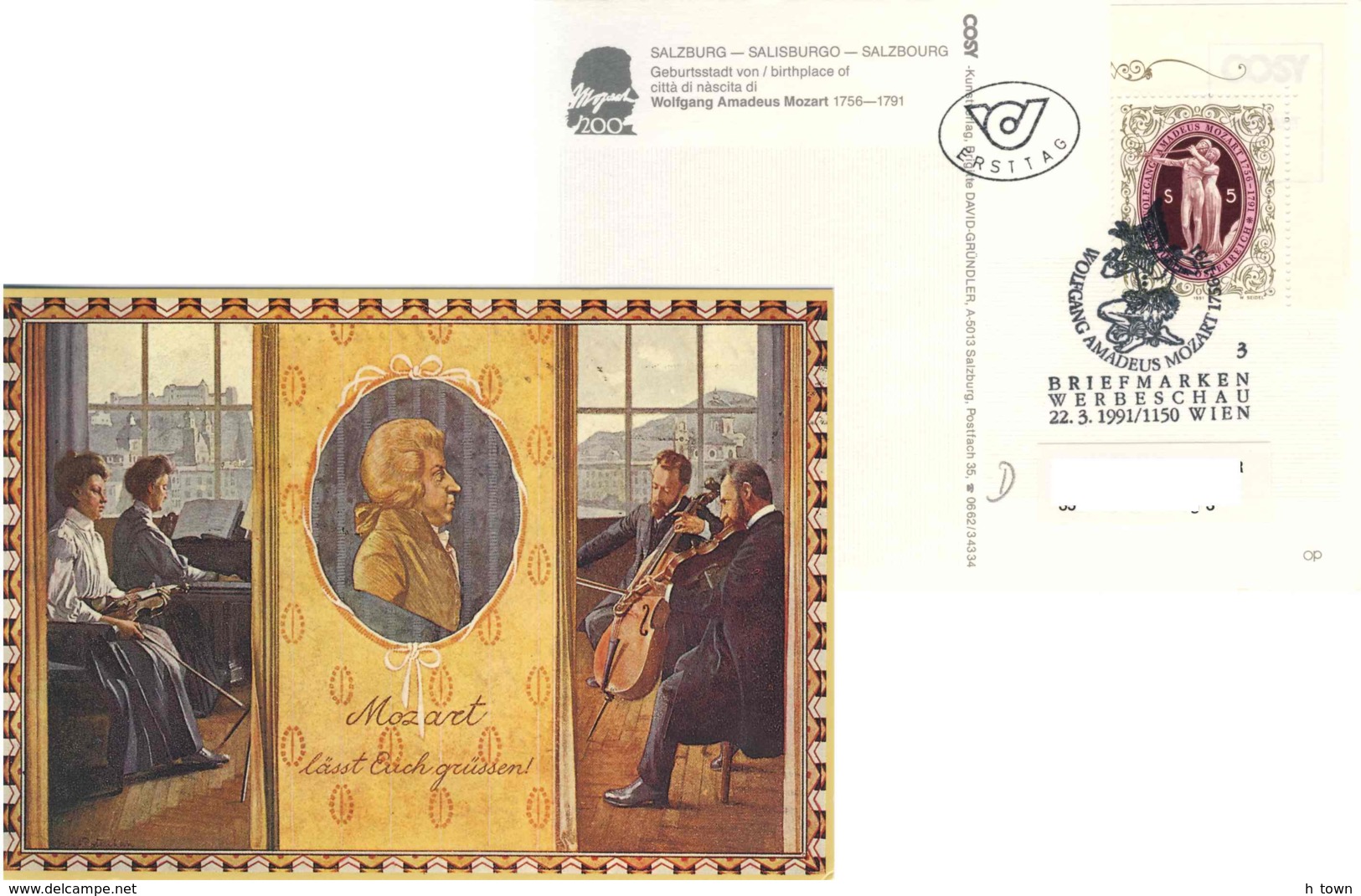 7218  Wolfang Amedeus Mozart: Cpa D'Autriche, 1991  -  Mozart, Salzburg Postcard From Austria - Música Y Músicos