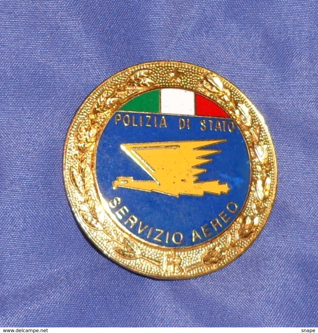 Distintivo Pendif Polizia Agente Servizio Aereo - Italian Police  Enameled Insignia - Usato - Used Obsolete - Polizia