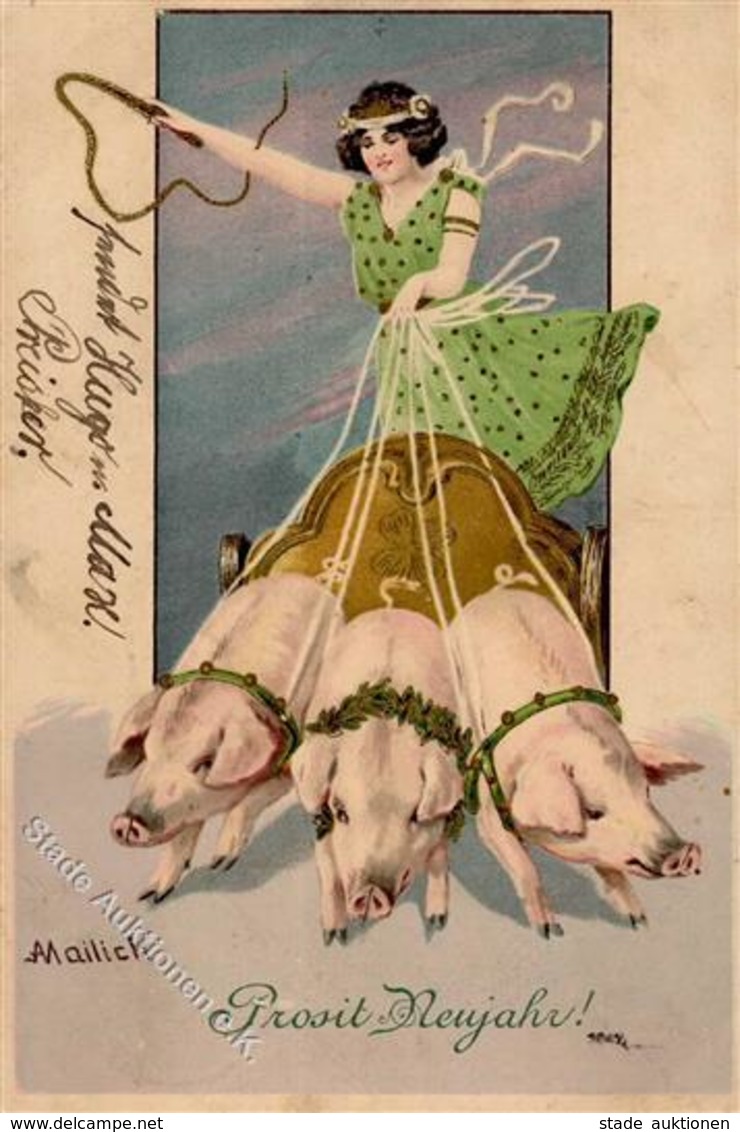 Mailick, A. Frau Schweine Neujahr  Künstlerkarte 1904 I-II Cochon Bonne Annee - Ohne Zuordnung