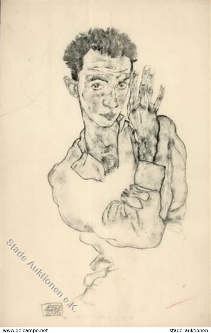 Schiele, Egon Portraite Künstler-Karte I-II - Ohne Zuordnung