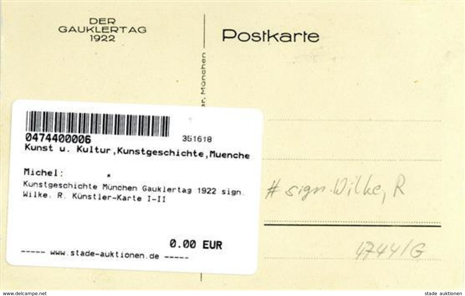 Kunstgeschichte München Gauklertag 1922 Sign. Wilke, R. Künstler-Karte I-II - Unclassified