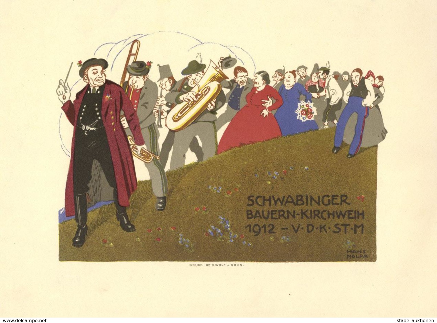 Kunstgeschichte München Schwabinger Bauern Kirchweih 1912 Plakat 24,2 X 32,5 Cm Sign. Nolpa, Hans I-II - Ohne Zuordnung