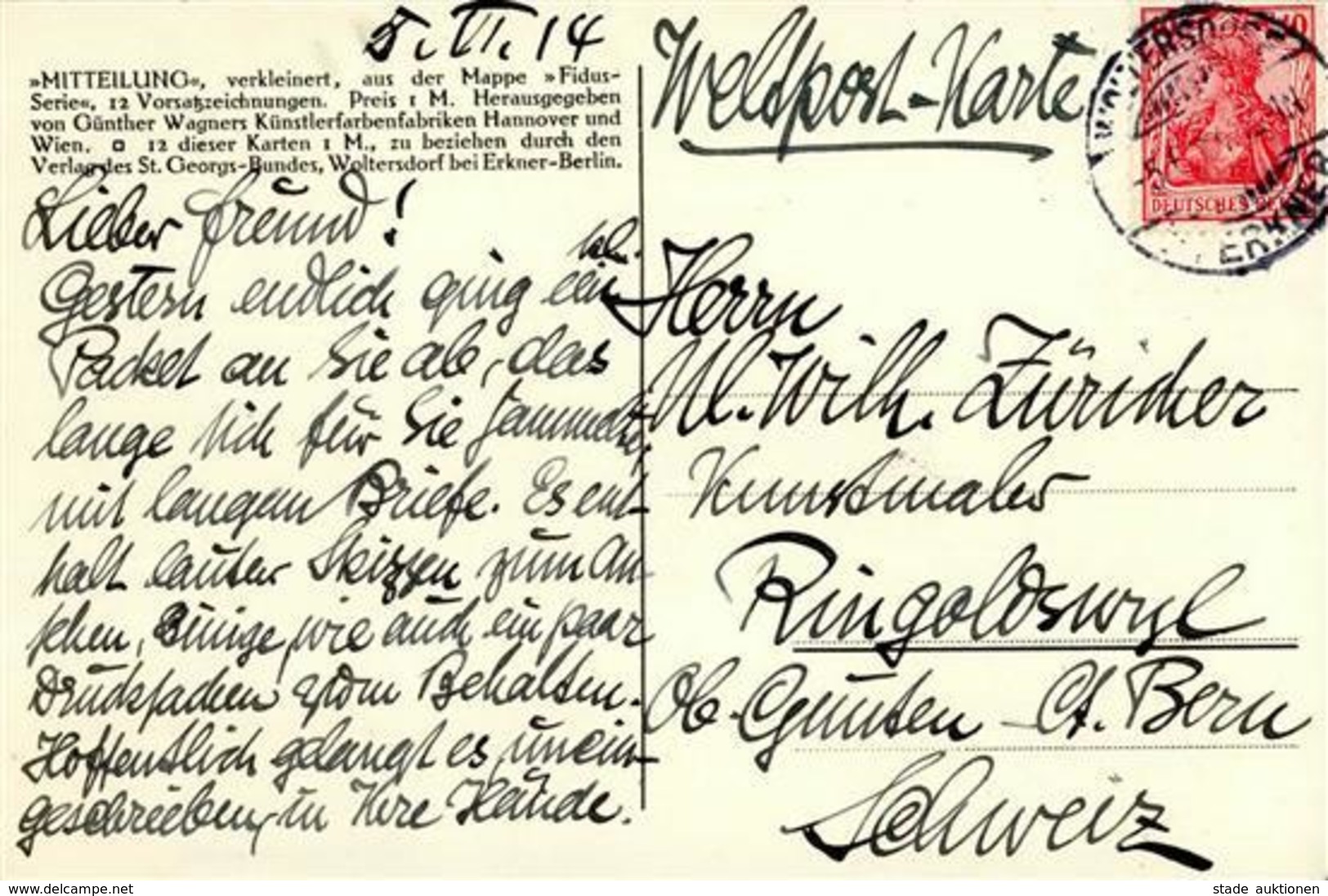 Fidus Autograph Künstler-Karte 1914 I-II - Fidus