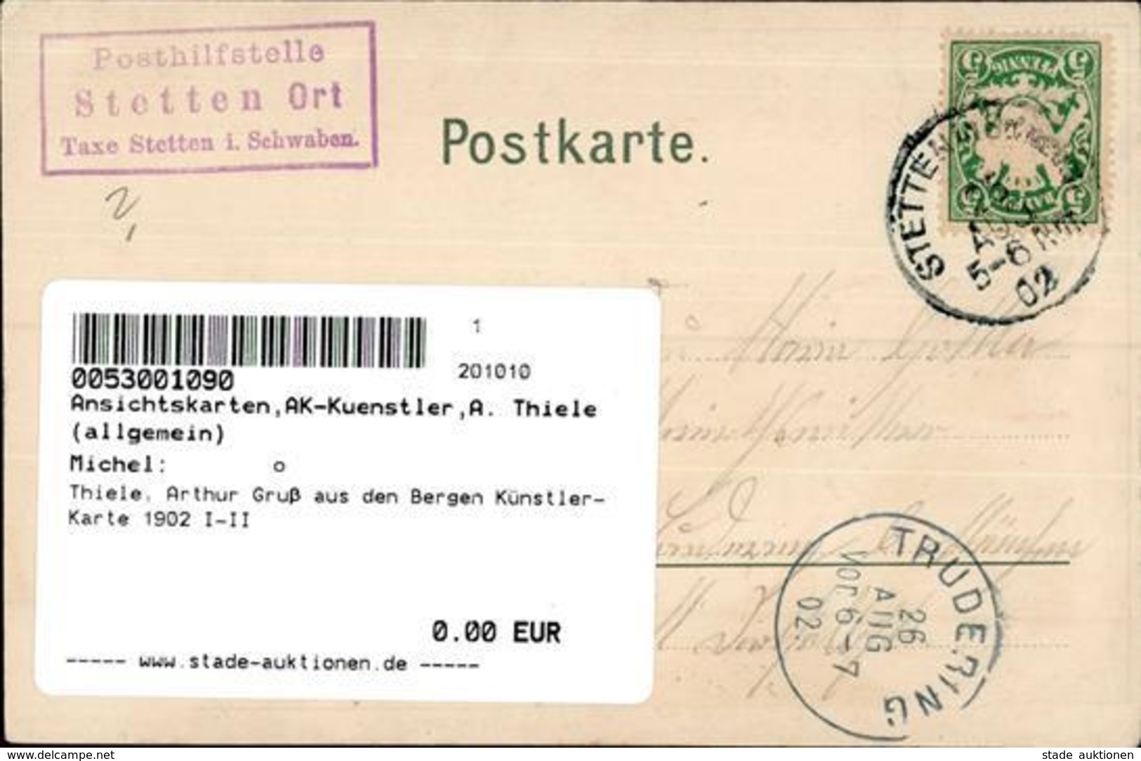 Thiele, Arthur Gruß Aus Den Bergen Künstler-Karte 1902 I-II - Thiele, Arthur