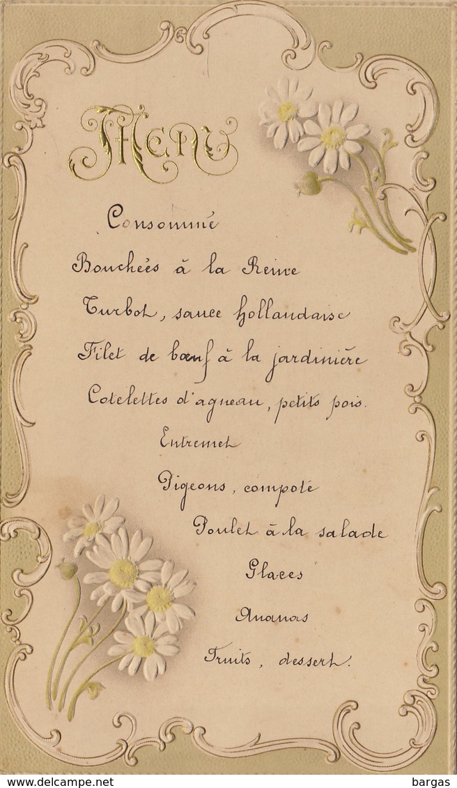 Menu En Relief Pour Ch De Coster - Menus