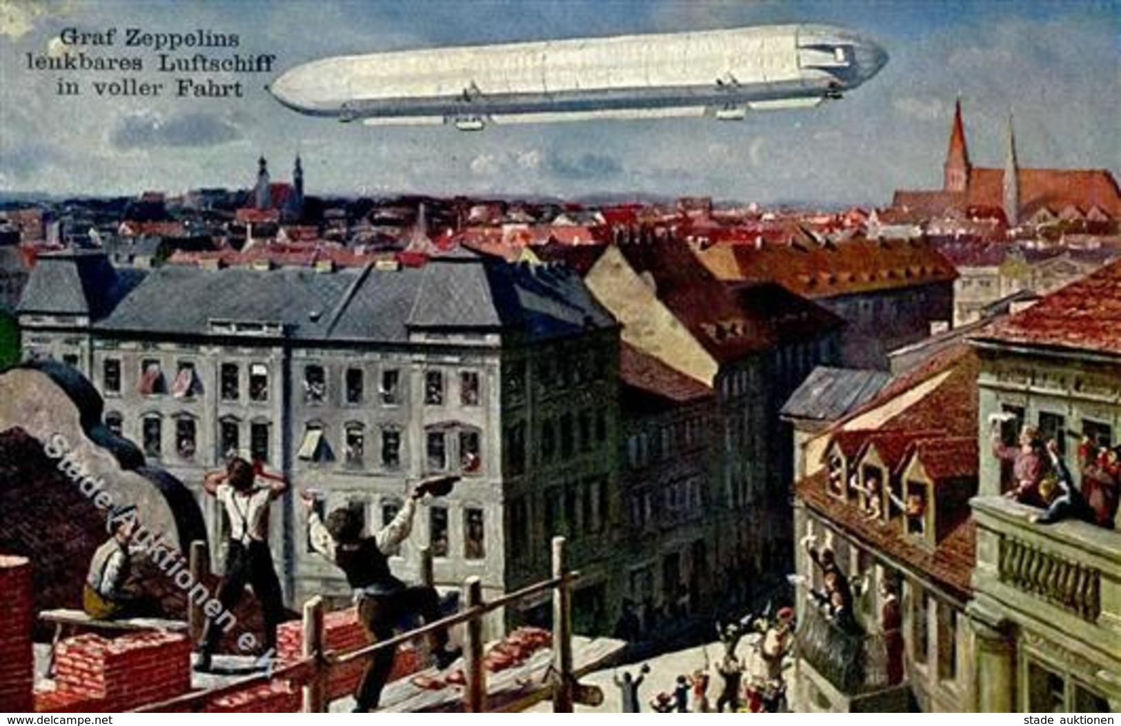 Thiele, Arthur Zeppelin  Künstlerkarte 1908 I-II Dirigeable - Thiele, Arthur