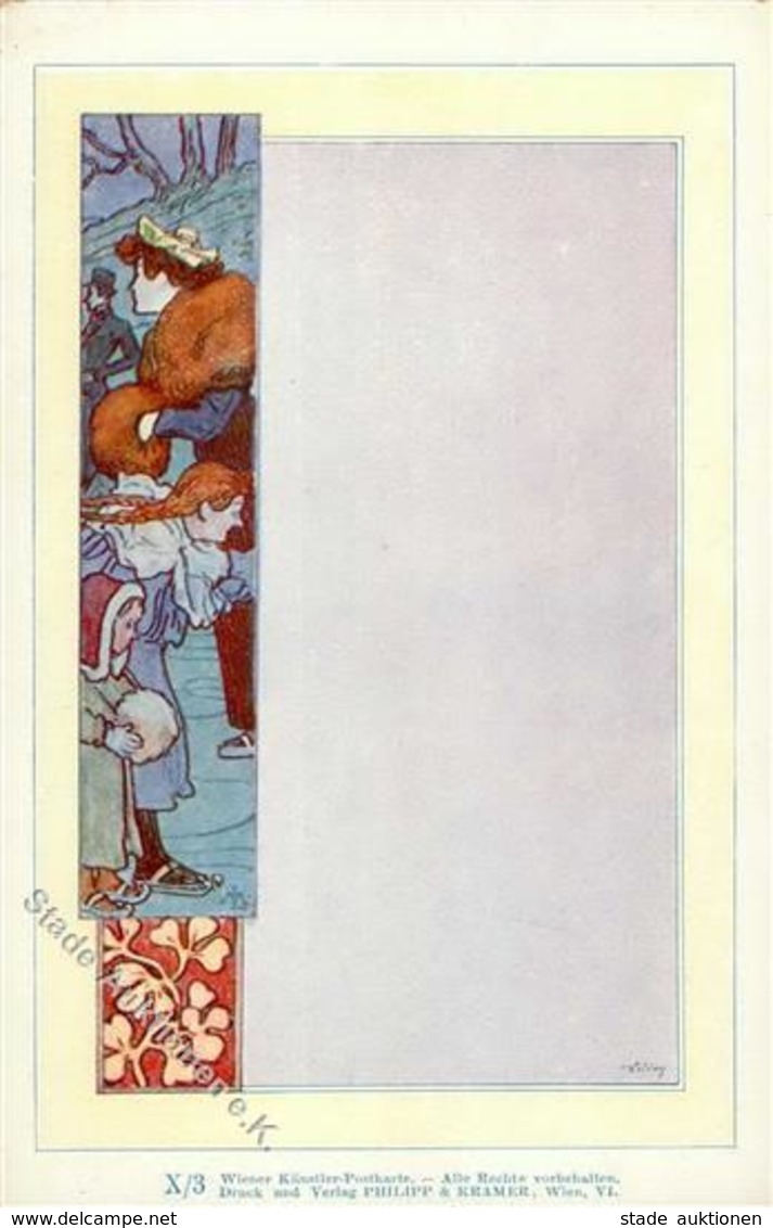 Phillip U. Kramer Serie X/3 Kinder Jugendstil Künstler-Karte I-II Art Nouveau - Unclassified