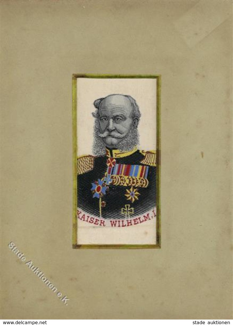 Seide Gewebt Kaiser Wilhelm I. Im Passepartout I-II (fleckig) Soie - Other & Unclassified