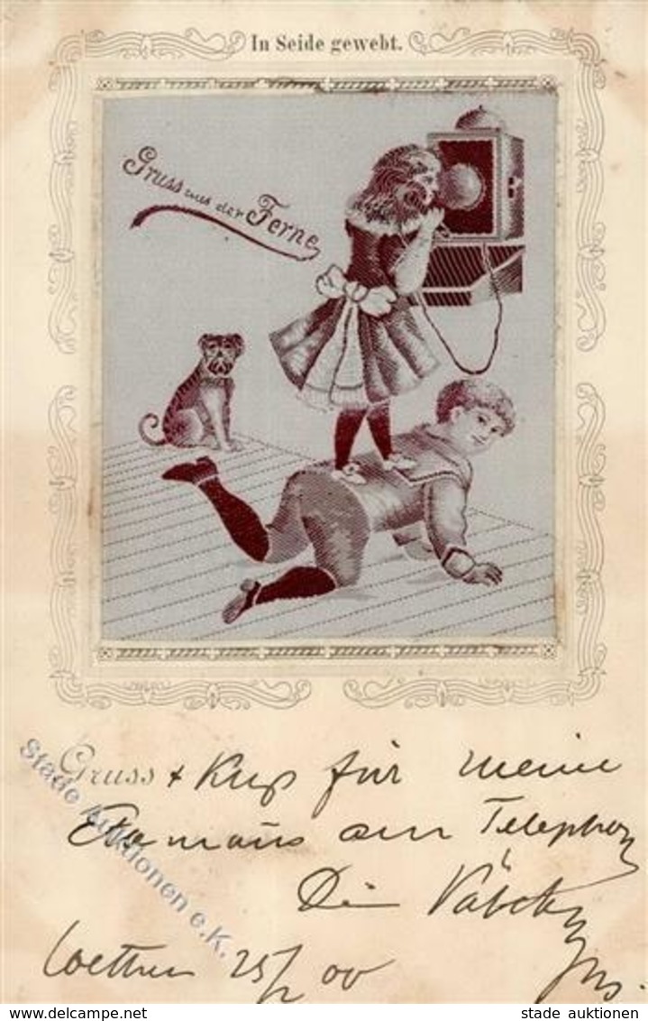 Seide Gewebt Kinder Telefon Hund 1900 I-II (fleckig) Soie Chien - Other & Unclassified