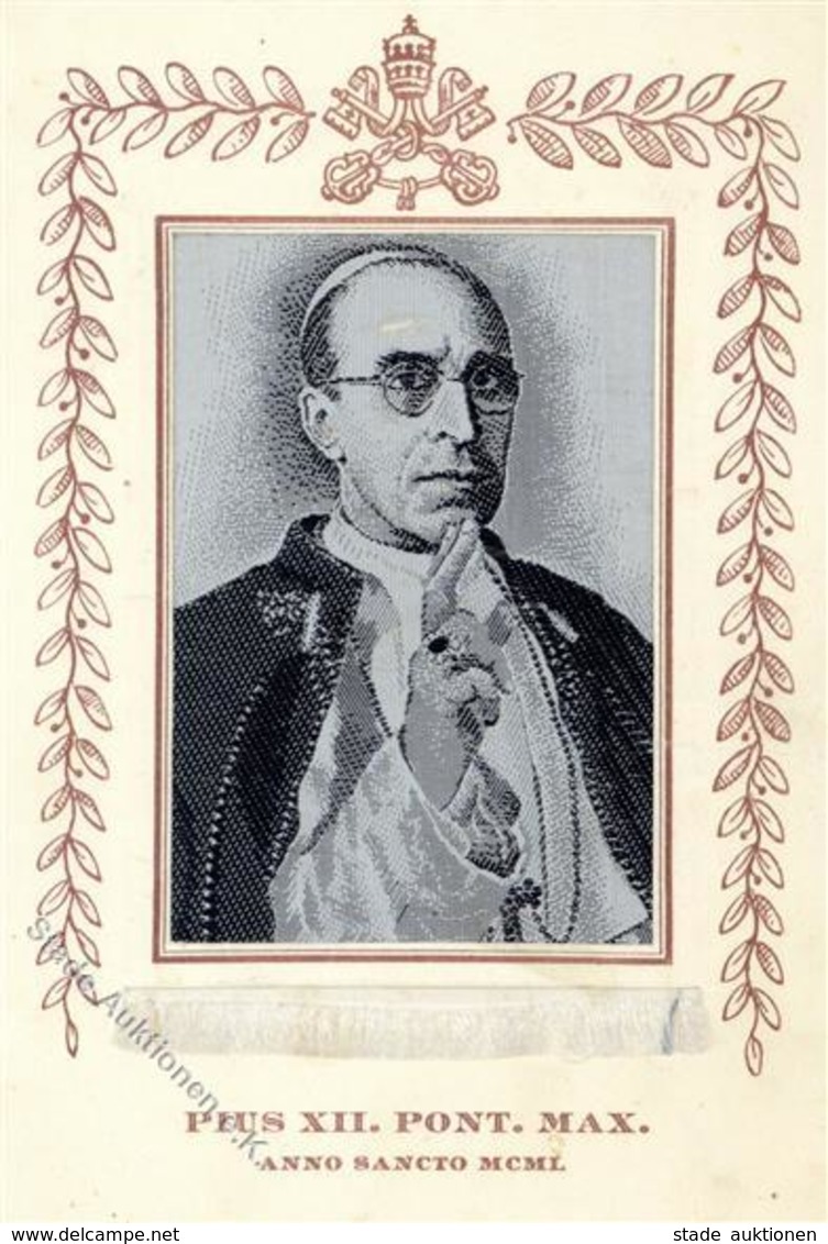 Seide Gewebt Papst Pius XII. Pont. Max. Im Passepartout I-II Soie - Other & Unclassified