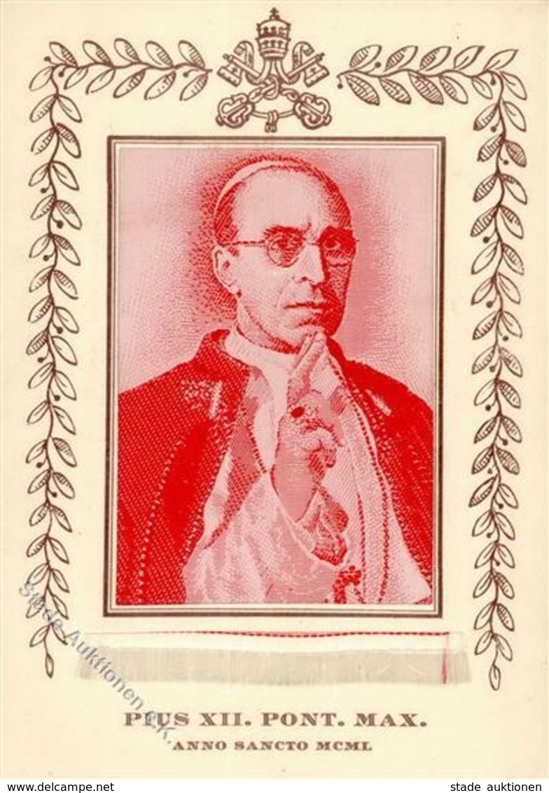 Seide Gewebt Pius XII. Pont. Max. I-II Soie - Autres & Non Classés