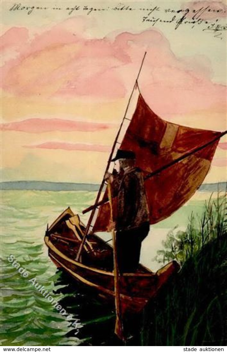 Handgemalt Boot Künstlerkarte 1903 I-II Peint à La Main - Other & Unclassified