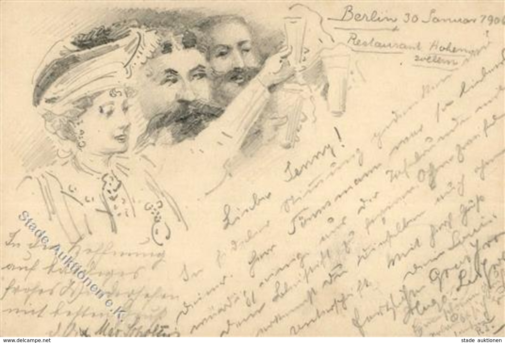 Handgemalt Künstlerkarte 1906 I-II Peint à La Main - Sonstige & Ohne Zuordnung