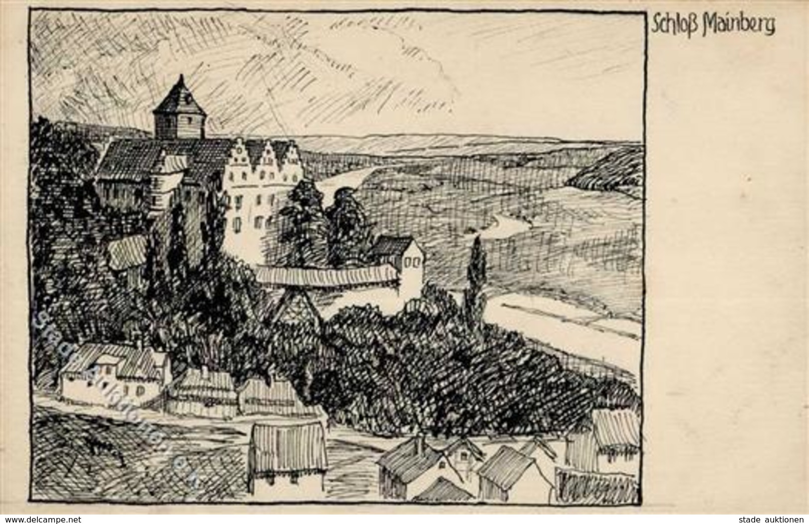 Handgemalt Schloss Mainberg Künstlerkarte I-II Peint à La Main - Sonstige & Ohne Zuordnung