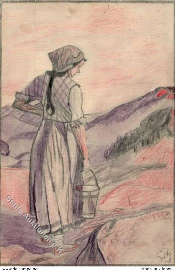 Handgemalt Sign. Kromer, W. Künstlerkarte 1916 I-II Peint à La Main - Sonstige & Ohne Zuordnung