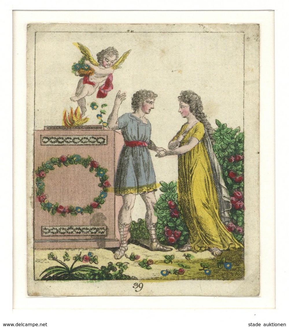 Freundschaftsbild Biedermeier Ca. 1810 Ca. 8,2 X 9,5 Cm  Zum Aufklappen Im Passepartout I-II - Autres & Non Classés