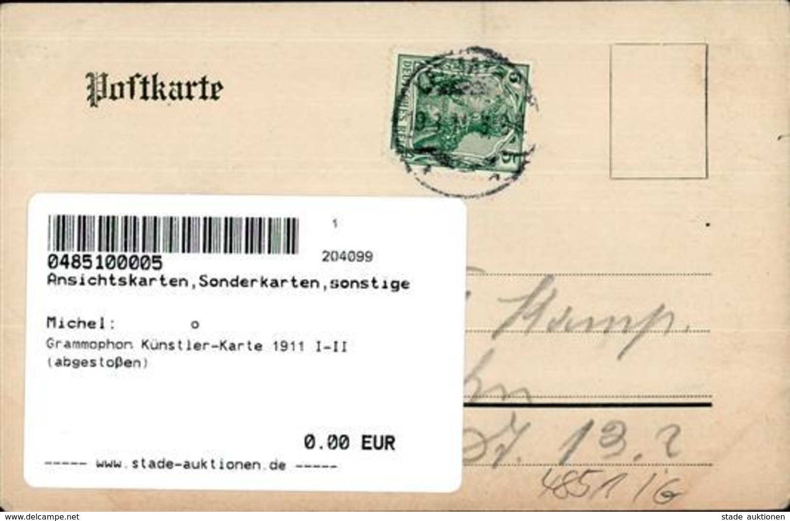 Grammophon Künstler-Karte 1911 I-II (abgestoßen) - Other & Unclassified